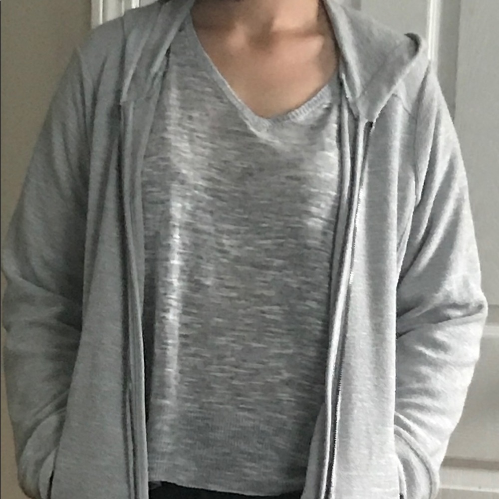 A gray hoodie